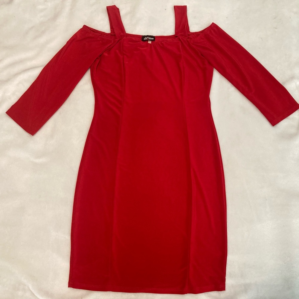 Red halter dress